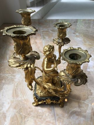 Antique French Gilt Bronze Candelabras 6