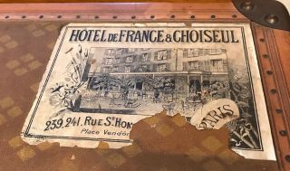 RARE French Aux Etats Unis Antique Luggage Shoe Steamer Trunk 2