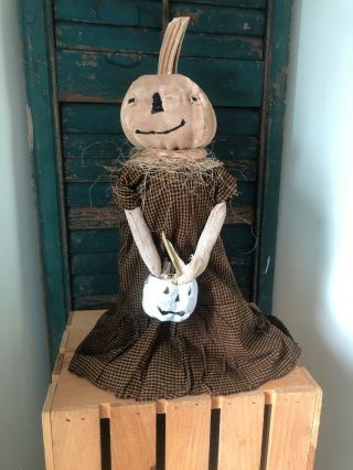 Primitive Halloween Pumpkin Doll Merrit