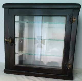Rare Early Antique Vintage Barber ' s/Apothecary/Dental Cabinet Display Case 3