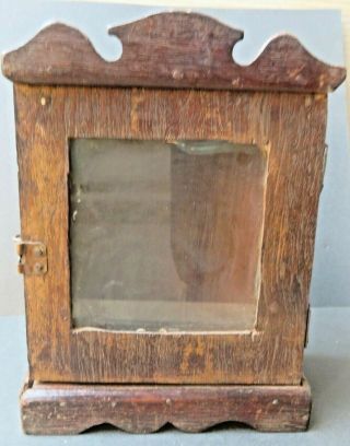 Antique Wood Cabinet Glass Fit Door Mini Display Showcase Old Table Watch Box