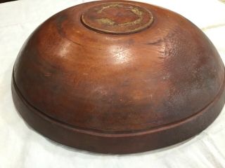 PRIMITIVE WOODEN TURNED OUT OF ROUND DOUGH BOWL WITH RIM AS FOUND 7