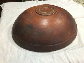 PRIMITIVE WOODEN TURNED OUT OF ROUND DOUGH BOWL WITH RIM AS FOUND 8