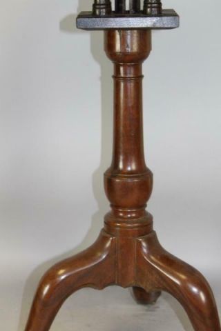 A VERY FINE 18TH C PA QUEEN ANNE MAHOGANY TILT TOP BIRDCAGE CANDLESTAND 11