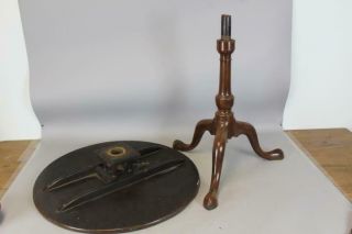 A VERY FINE 18TH C PA QUEEN ANNE MAHOGANY TILT TOP BIRDCAGE CANDLESTAND 12