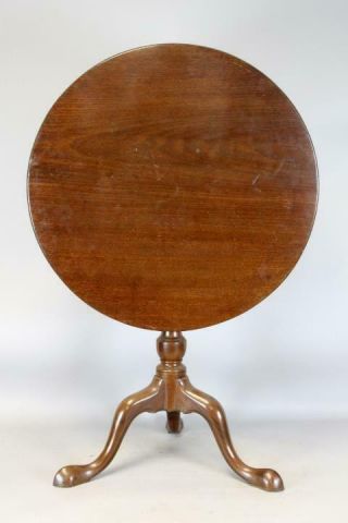 A Very Fine 18th C Pa Queen Anne Mahogany Tilt Top Birdcage Candlestand