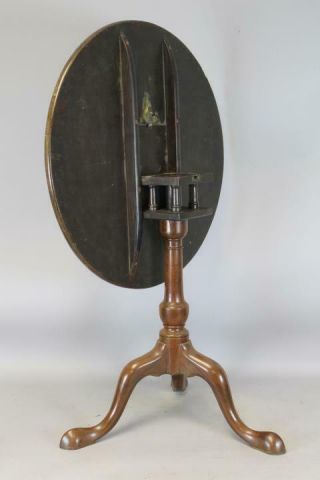 A VERY FINE 18TH C PA QUEEN ANNE MAHOGANY TILT TOP BIRDCAGE CANDLESTAND 2