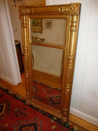 Antique Empire American Federal Mirror Gilt Wood 49 