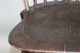GREAT 18TH C CONNECTICUT TRACY SCHOOL WINDSOR BRACE BACK CHAIR IN OLD RED PAINT 12