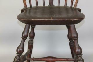 GREAT 18TH C CONNECTICUT TRACY SCHOOL WINDSOR BRACE BACK CHAIR IN OLD RED PAINT 7