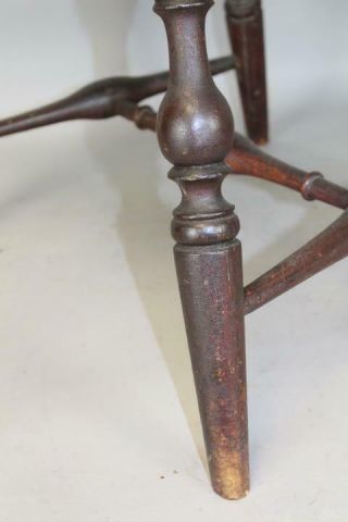 GREAT 18TH C CONNECTICUT TRACY SCHOOL WINDSOR BRACE BACK CHAIR IN OLD RED PAINT 8
