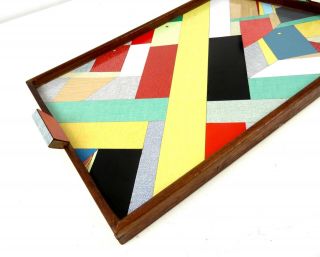 LARGE MID CENTURY MODERNISM CUBIST FORMICA ARTIST COCKTAIL TRAY SIGNED VOEL 1960 3