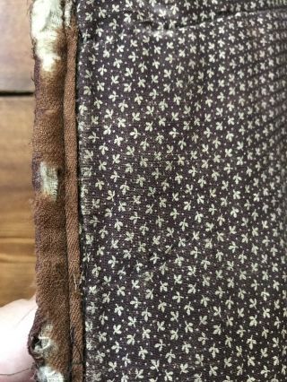 LARGE OLD Antique Handmade Brown Log Cabin Calico Quilt Textile Worn AAFA 11