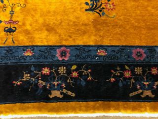 A Stunning Antique Rare 12 ' x 13 ' Gold Ground Art Deco Chinese Rug 2