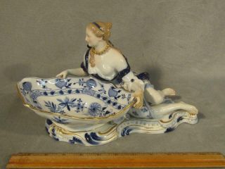 Antique Meissen 12 " Porcelain Figural Sweetmeat Bowl - Classical Woman