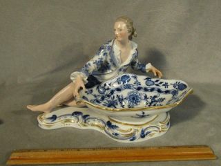 Antique Meissen 12 " Porcelain Figural Sweetmeat Bowl - Classical Man