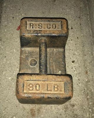 R.  S Co Richardson Scale 30 Lb Weight Door Stop Antique Vintage Strong Man