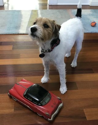 VIntage HUGE 14 Inch 1950s Japan Nomura Tin Friction Toy Cadillac Tin Car 11