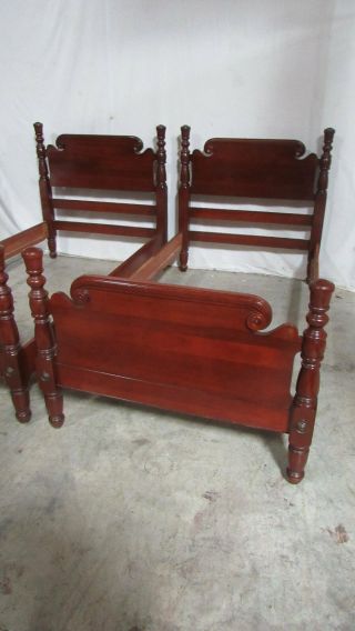 Pair Cherry Twin Vintage Poster Beds 8