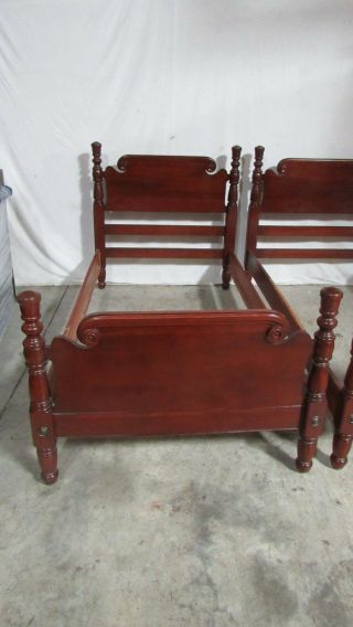 Pair Cherry Twin Vintage Poster Beds 9