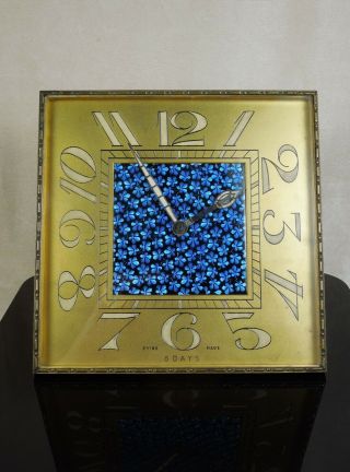 RARE OVERSIZE 1930s SANDOZ SWISS ENAMEL DIAL EASEL CLOCK 8 DAY 15 JEWEL $450, 6