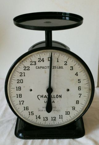 Vintage Antique John Chatillon Ny Table Scale 25 Lb Mid Century Near Perfect