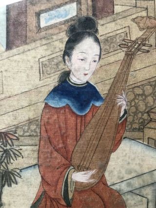 Antique Chinese Watercolor Painting On Silk