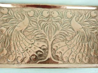 A Arts & Crafts Copper Peacock Tray - Fivemiletown - John Williams