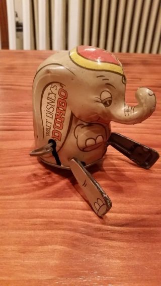 Rare Vintage Disney 1941 Dumbo The Acrobatic Elephant Tin Litho Wind - Up Marx Toy