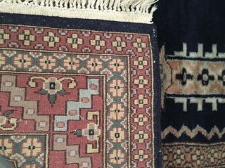 VINTAGE HAND KNOTTED WOOL PRAYER RUG 4 ' - 2 