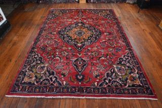 Vintage Classic Persian Floral Design Rug,  6 ' x9 ',  Red/Blue,  All wool pile 2