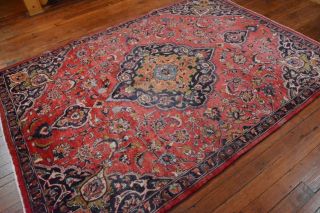 Vintage Classic Persian Floral Design Rug,  6 ' x9 ',  Red/Blue,  All wool pile 8