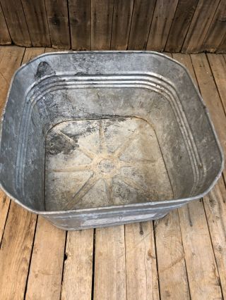 Vintage Wash Tub square basin metal galvanized rustic planter cooler garden loft 4
