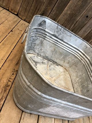 Vintage Wash Tub square basin metal galvanized rustic planter cooler garden loft 5