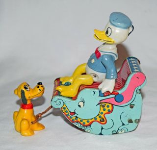 Walt Disney ' s Rocking Chair Donald Duck Tin & Celluloid - 2