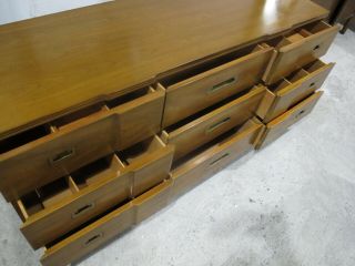 JOHN WIDDICOMB WALNUT 9 DRAWER LONG DRESSER mid century campaign asian modern 4