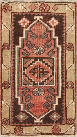 Vintage Geometric TRIBAL Oushak Turkish Oriental Area Rug Hand - Knotted WOOL 2x3 2