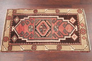 Vintage Geometric TRIBAL Oushak Turkish Oriental Area Rug Hand - Knotted WOOL 2x3 5