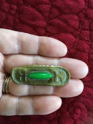forest craft guild vintage hammered brass jade pin 4