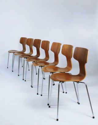 Model 3103 Teak Chairs by Arne Jacobsen for Fritz Hansen,  1960s 3