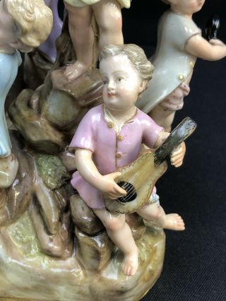 Antique19th Century Meissen Porcelain Figurine Group Of Children Musicians.  N.  R 11