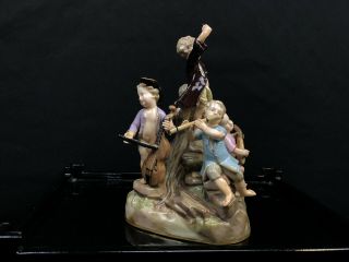 Antique19th Century Meissen Porcelain Figurine Group Of Children Musicians.  N.  R 5