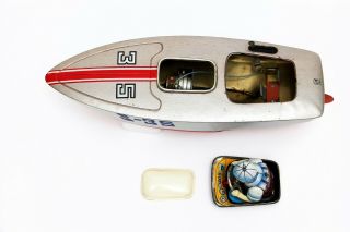 Vintage Marusan Japan S - 35 Shark 35 Battery Operated Motorized Tin Speed Boat 8
