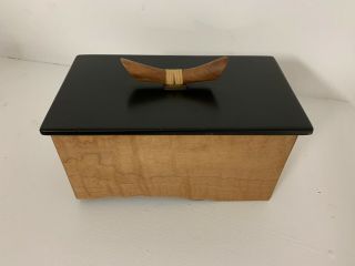 Modernist Asian Live Edge Wood Desk Box w/ Wain Craftsman Randy Cook MCM 2