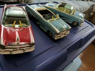 3 Vintage Irwin Tin Friction Cars With Wiper Blades Rare 2 Bubble Tops