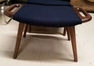 MCM Style Hans Wegner Papa Bear Chair & Ottoman Navy Fabric Repro Midcentury 5