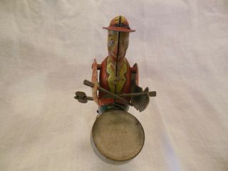 Tin Wind Up Drumming Clown Made In Germany