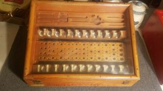 Antique Wood And Glass Display Case Henry Hanson Co.  Worcester Massachusetts