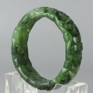 Chinese Exquisite Hand - Carved Hetian Jade Hollow Bracelet