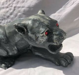 Vintage Mid Century Modern Jewel Eyed Sculpture Figurine Black Panther 8